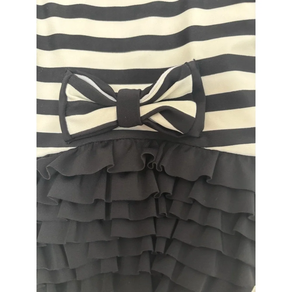 Kate Spade baby One Piece Swimsuit White‎ And Black Ruffle Detailing Bow